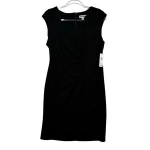 Shelby & Palmer Sheath Dress Womens 16 Black New Ruched Sleeveless Notched
